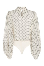 Load image into Gallery viewer, Lace-up collar crêpe blouse
