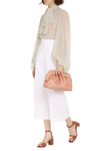 Load image into Gallery viewer, Lace-up collar crêpe blouse
