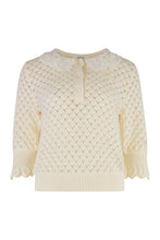 Load image into Gallery viewer, Openwork-knit polo shirt
