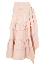 Load image into Gallery viewer, Long skirt with ruffle in cotton poplin
