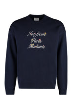 Load image into Gallery viewer, Slogan à Fleurs Merino wool crew-neck sweater
