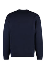 Load image into Gallery viewer, Slogan à Fleurs Merino wool crew-neck sweater
