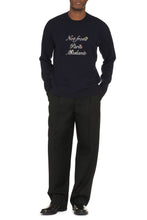 Load image into Gallery viewer, Slogan à Fleurs Merino wool crew-neck sweater
