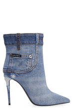 Load image into Gallery viewer, Denim pointy-toe ankle boots
