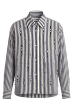 Load image into Gallery viewer, Striped shirt with beads and decorative crystals
