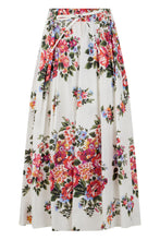 Load image into Gallery viewer, Long dress in printed poplin flower bouquet
