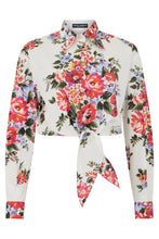 Load image into Gallery viewer, White cotton shirt with bouquet of flowers print
