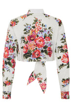 Load image into Gallery viewer, White cotton shirt with bouquet of flowers print
