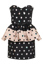 Load image into Gallery viewer, Mini dress in taffeta with polka dots
