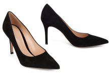 Load image into Gallery viewer, Black suede décolleté with elegant heel
