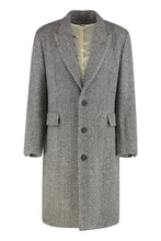 Load image into Gallery viewer, Single-breasted coat in wool with herringbone pattern
