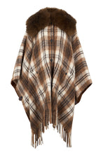 Load image into Gallery viewer, Cape in wool blend with shearling collar

