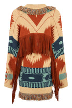 Load image into Gallery viewer, Cardigan with ethnic patterns and fringes
