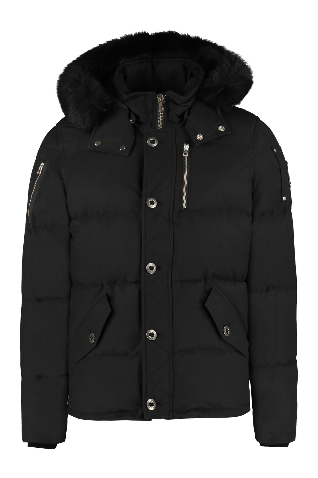 3Q padded parka with fur-trim hood