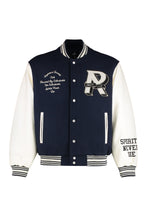 Load image into Gallery viewer, Wool and faux leather bomber jacket
