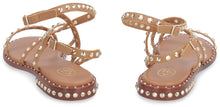Load image into Gallery viewer, Petra studded leather flat sandals
