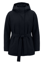 Load image into Gallery viewer, Puffer jacket with hood and belt at the waist

