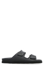 Load image into Gallery viewer, Leather slides with logo
