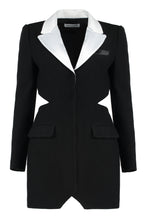 Load image into Gallery viewer, Contrasting lapel tuxedo dress
