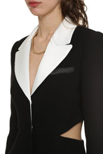 Load image into Gallery viewer, Contrasting lapel tuxedo dress
