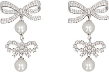 Load image into Gallery viewer, Double Bow Pearl Earrings
