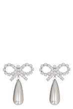 Load image into Gallery viewer, Crystal Bow Pearl Earrings
