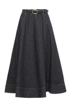 Load image into Gallery viewer, Flared midi dress in denim
