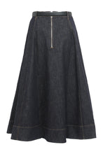 Load image into Gallery viewer, Flared midi dress in denim
