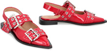 Load image into Gallery viewer, Feminine Buckle  faux leather slingback pumps
