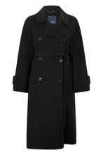Load image into Gallery viewer, Long black coat with belt
