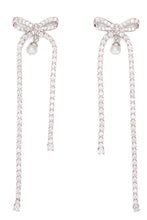 Load image into Gallery viewer, Bow earrings with crystal drop
