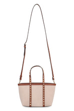 Load image into Gallery viewer, Rockstud leather and canvas mini tote bag
