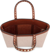Load image into Gallery viewer, Rockstud leather and canvas mini tote bag
