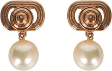 Load image into Gallery viewer, Oval-shaped earrings in metal and Swarovski pearls

