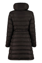 Load image into Gallery viewer, Flammette hooded techno fabric downjacket

