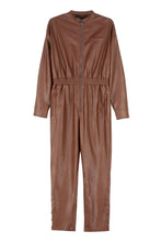 Load image into Gallery viewer, Long vegan leather jumpsuit
