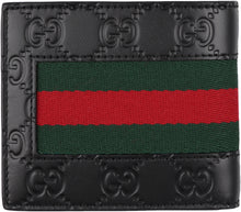 Load image into Gallery viewer, Web detail GG print leather wallet
