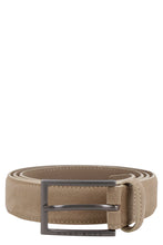 Load image into Gallery viewer, Suede belt with metal logoed buckle

