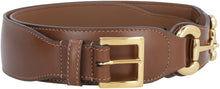 Load image into Gallery viewer, Leather belt with metal horsebit
