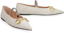 Load image into Gallery viewer, Leather pointy-toe ballet flats
