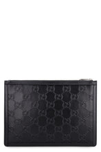 Load image into Gallery viewer, Logo detail flat leather pouch
