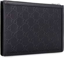 Load image into Gallery viewer, Logo detail flat leather pouch
