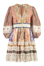 Load image into Gallery viewer, Devi Spliced Billow linen mini dress
