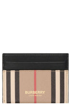 Load image into Gallery viewer, Leather and checked fabric card holder
