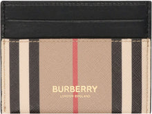 Load image into Gallery viewer, Leather and checked fabric card holder
