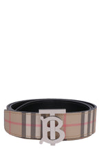 Load image into Gallery viewer, Leather and Vintage check fabric reversible belt
