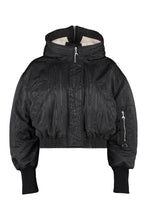 Load image into Gallery viewer, Hooded bomber-style down jacket
