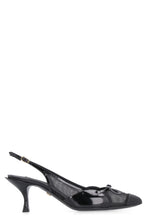 Load image into Gallery viewer, Patent leather and mesh pointy-toe slingback
