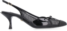 Load image into Gallery viewer, Patent leather and mesh pointy-toe slingback
