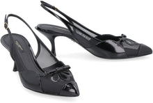 Load image into Gallery viewer, Patent leather and mesh pointy-toe slingback
